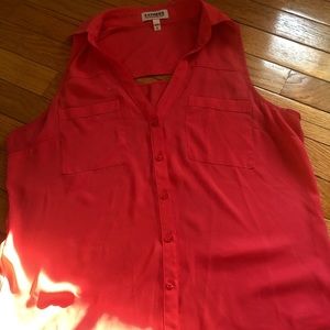 Coral sleeveless blouse
